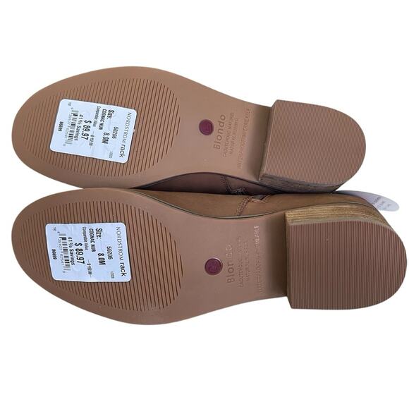 Blondo Waterproof Distressed Leather Side Zip Block Heel Booties Tan Size 8 M - Picture 5 of 8